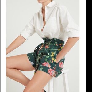 Cara Cara Whittaker Shorts Size L Preppy Pockets Cotton In Ophelia Floral Emeral